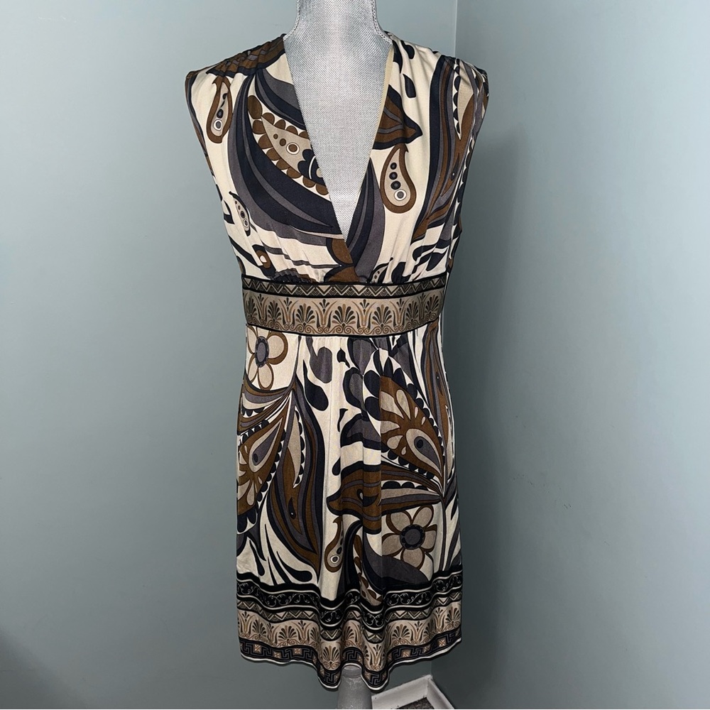 KALE BOB Silk Paris Los Angeles STRETCHY BOHO MIDI DRESS size large bohemian